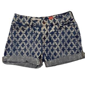 Pilcro and the Letterpress womens jean shorts size 26 blue denim cuff geometric